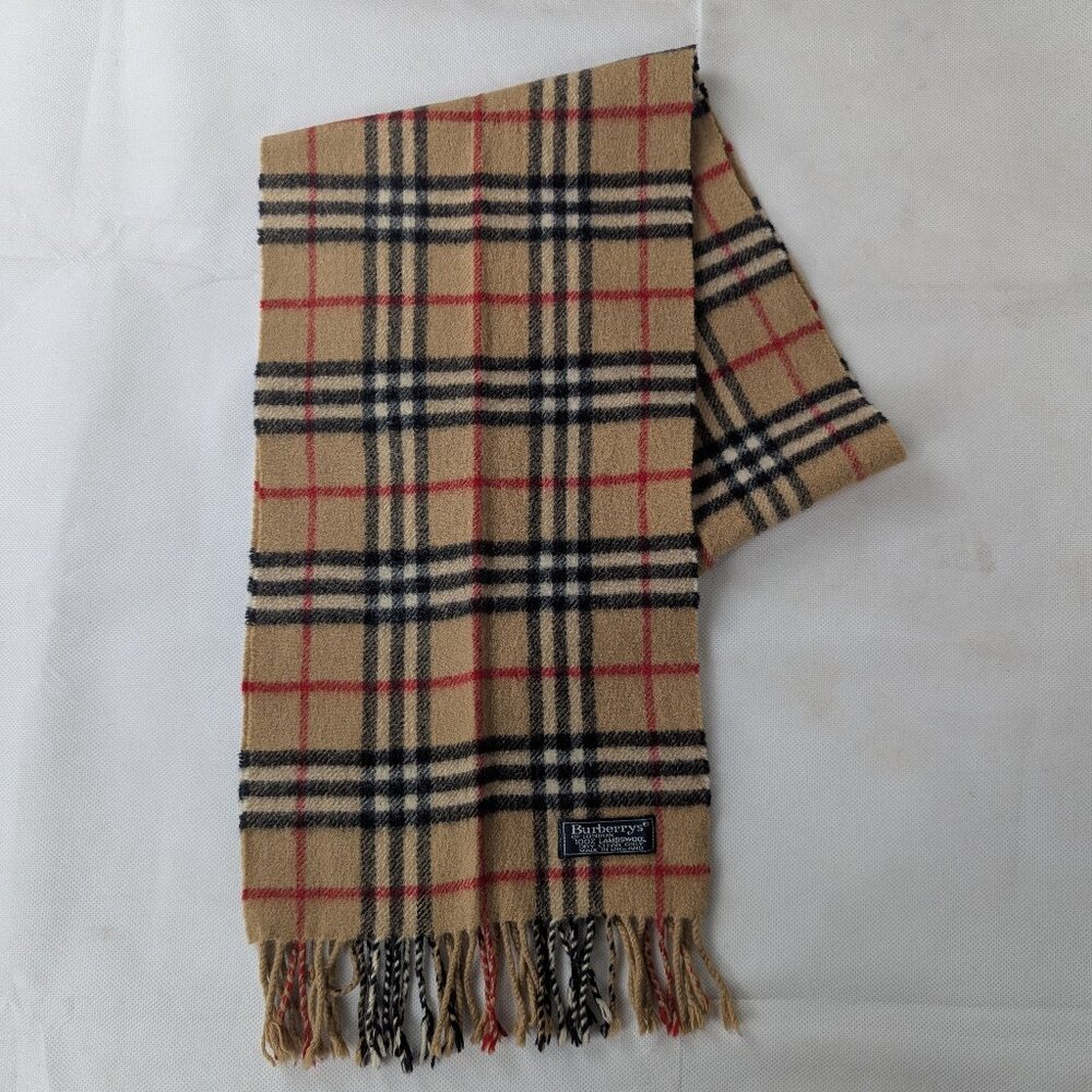 Burberry Nova Check Lambswool Scarf Beige Unisex Rare Designer Find